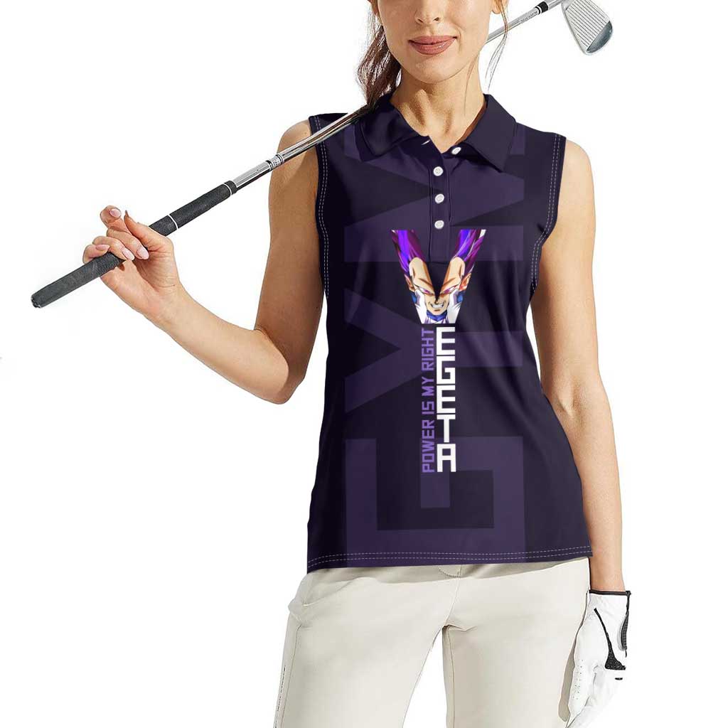 Vegeta Ultra Ego Gym Theme Women Sleeveless Polo Shirt with Dumbbells Power Quote and Pride Design - The Mazicc