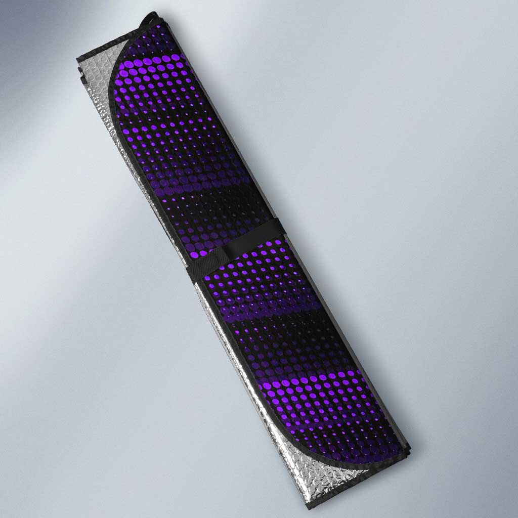 Gohan Dragon Ball Gym Theme Auto Sun Shade with Dumbbell Power Lift and Electric Aura on Black and Purple Design - The Mazicc