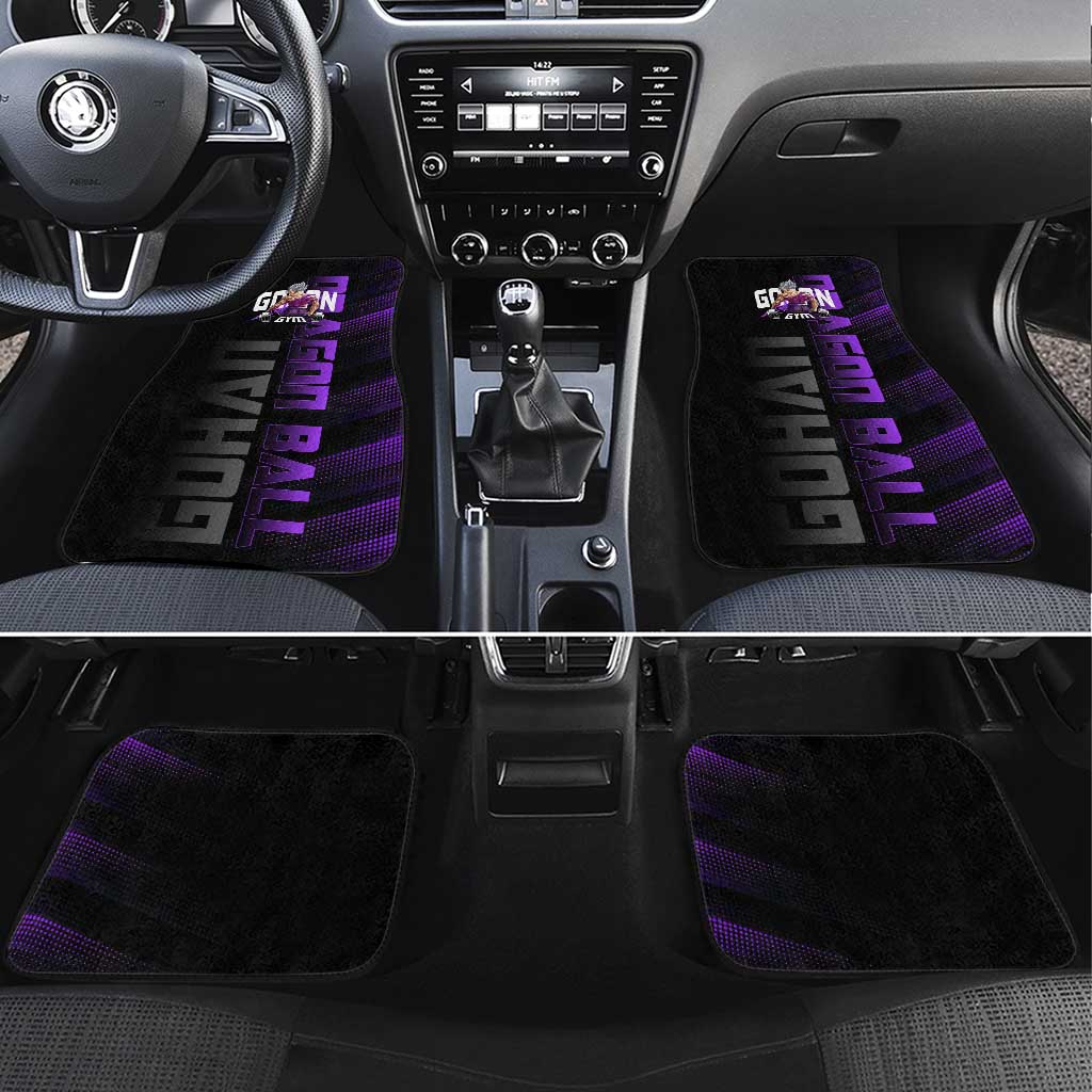 Gohan Dragon Ball Gym Theme Car Mats with Dumbbell Power Lift and Electric Aura on Black and Purple Design - The Mazicc