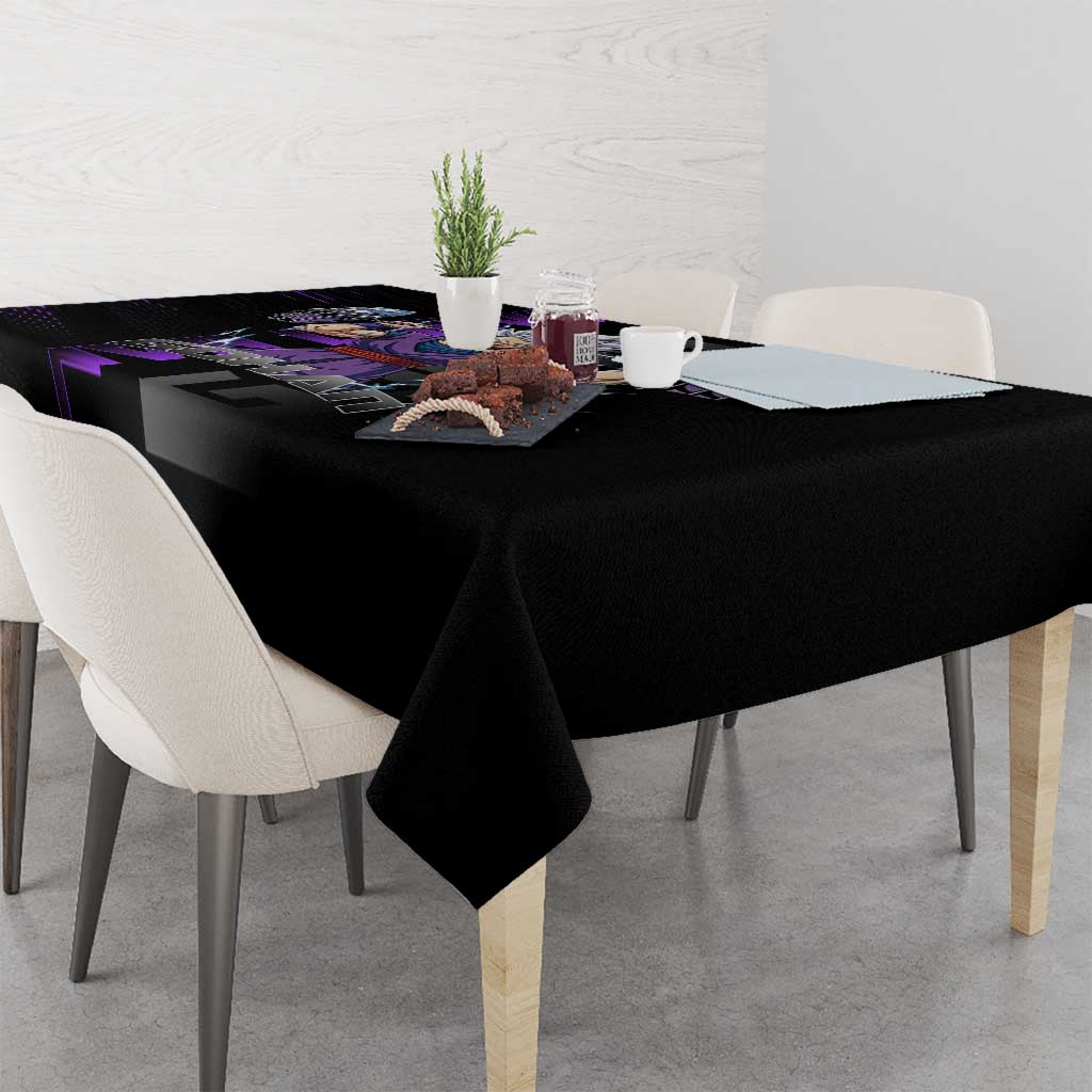 Gohan Dragon Ball Gym Theme Tablecloth with Dumbbell Power Lift and Electric Aura on Black and Purple Design - The Mazicc