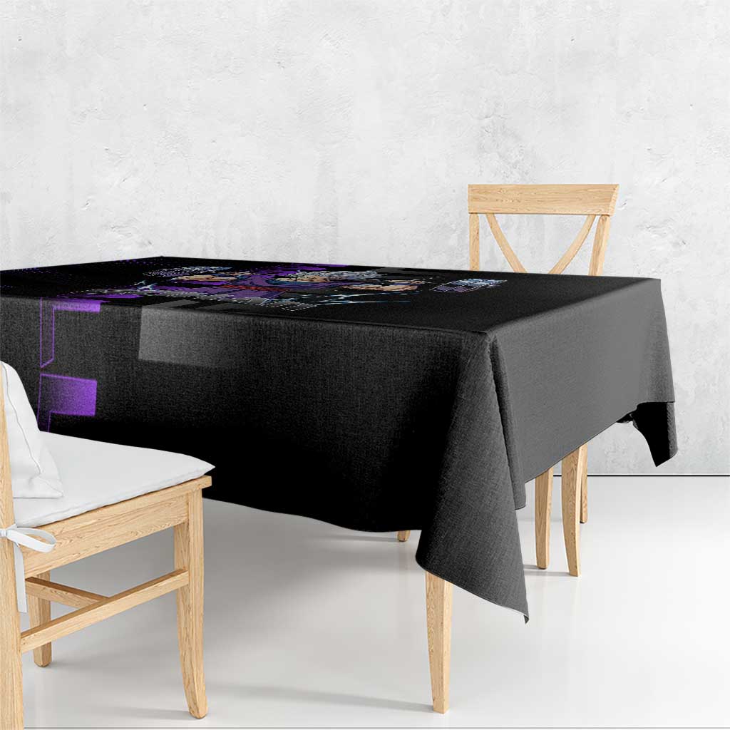 Gohan Dragon Ball Gym Theme Tablecloth with Dumbbell Power Lift and Electric Aura on Black and Purple Design - The Mazicc