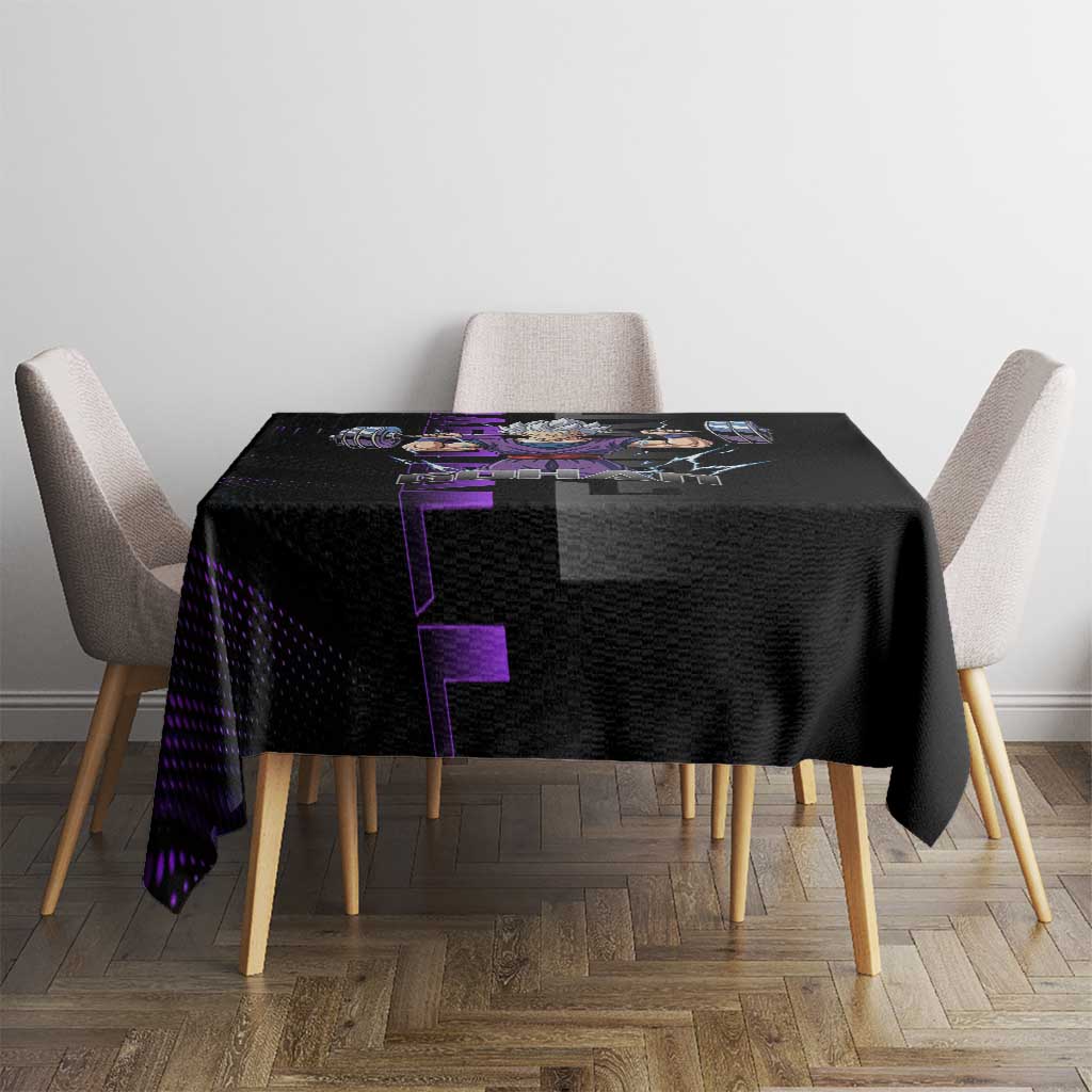 Gohan Dragon Ball Gym Theme Tablecloth with Dumbbell Power Lift and Electric Aura on Black and Purple Design - The Mazicc