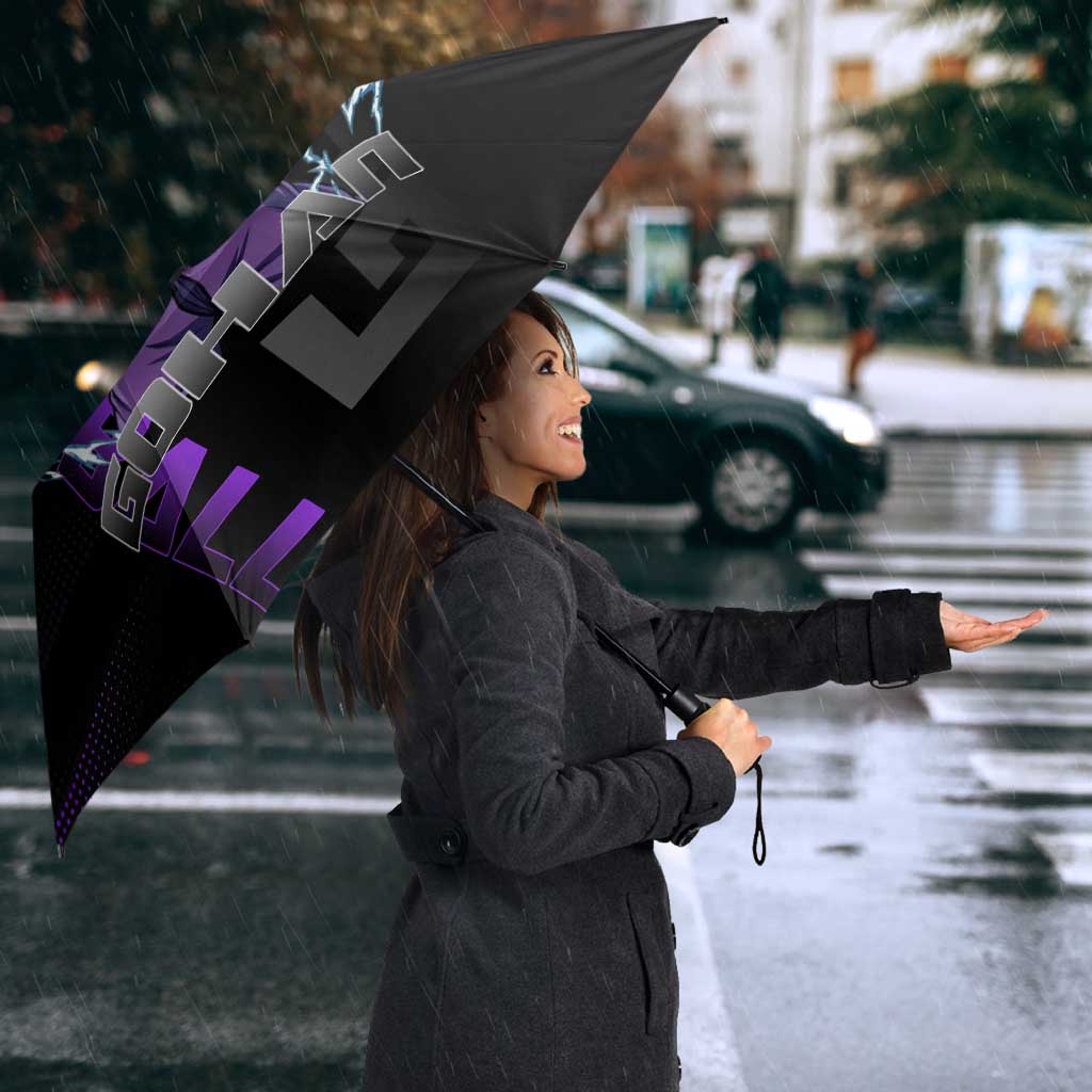 Gohan Dragon Ball Gym Theme Umbrella with Dumbbell Power Lift and Electric Aura on Black and Purple Design - The Mazicc