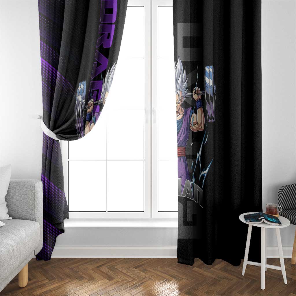 Gohan Dragon Ball Gym Theme Window Curtain with Dumbbell Power Lift and Electric Aura on Black and Purple Design - The Mazicc