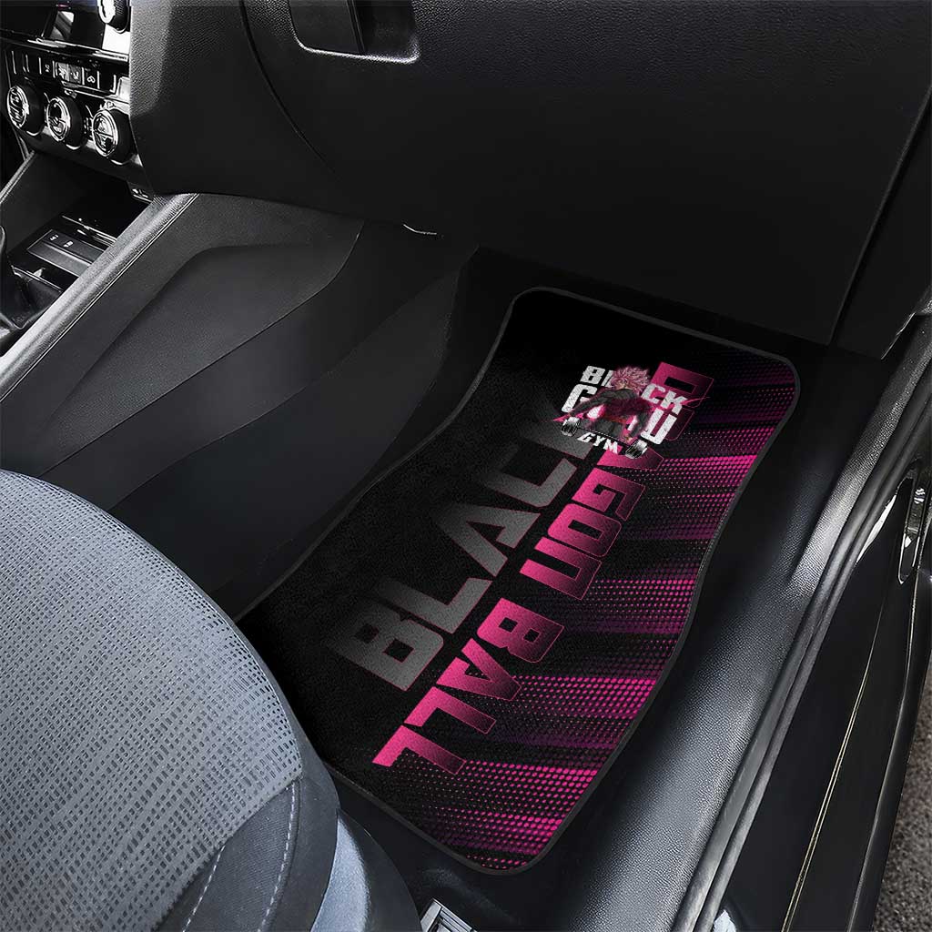 Goku Black Rose Dragon Ball Gym Theme Car Mats with Dumbbell Power Lift and Pink Electric Aura on Black Design - The Mazicc
