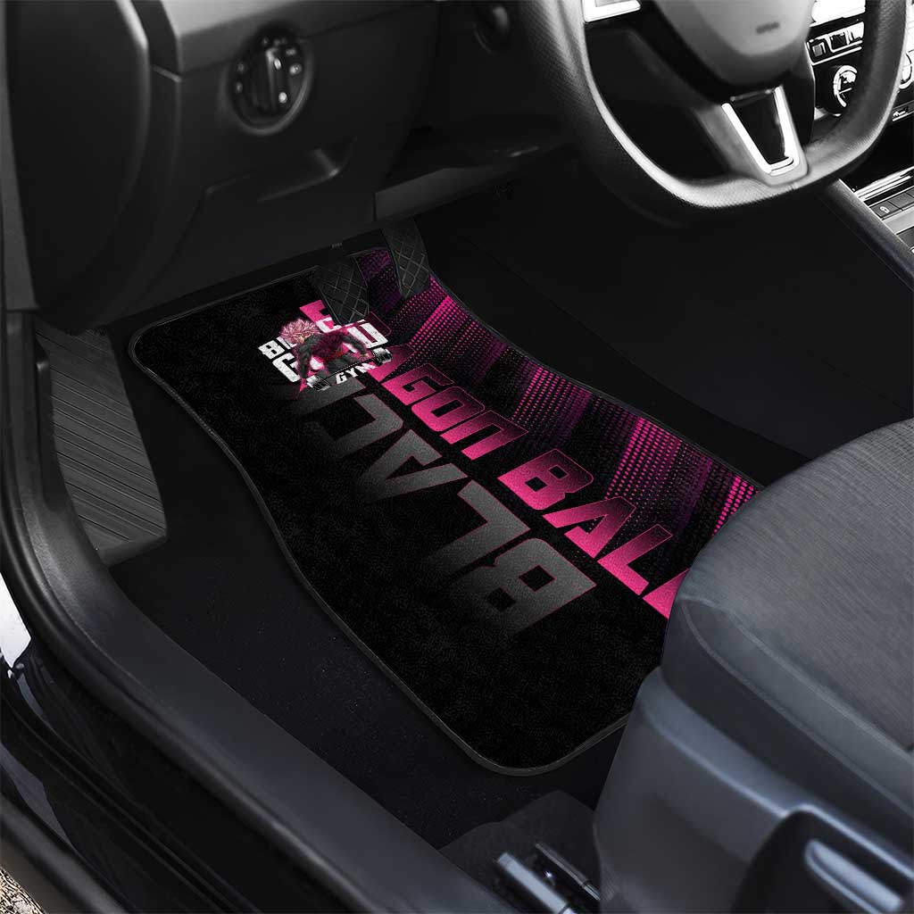 Goku Black Rose Dragon Ball Gym Theme Car Mats with Dumbbell Power Lift and Pink Electric Aura on Black Design - The Mazicc
