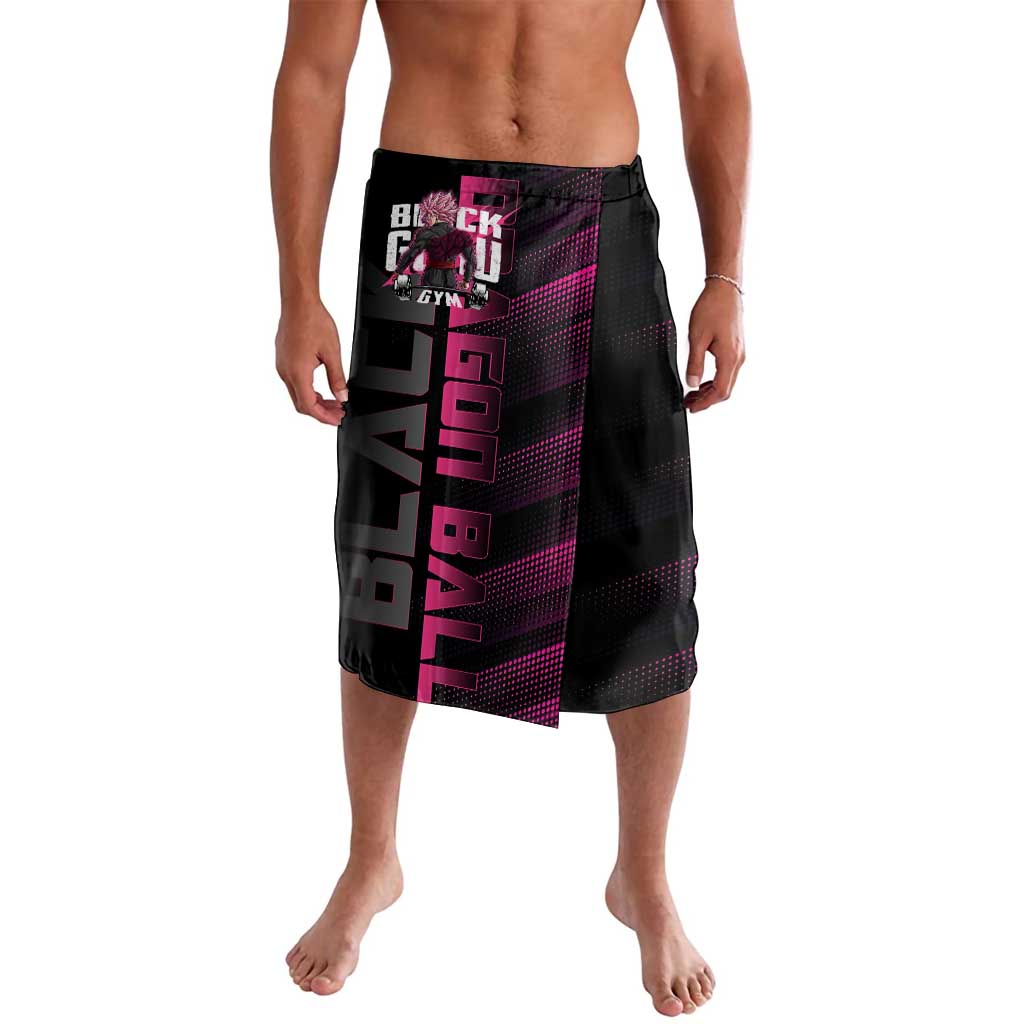Goku Black Rose Dragon Ball Gym Theme Lavalava with Dumbbell Power Lift and Pink Electric Aura on Black Design - The Mazicc