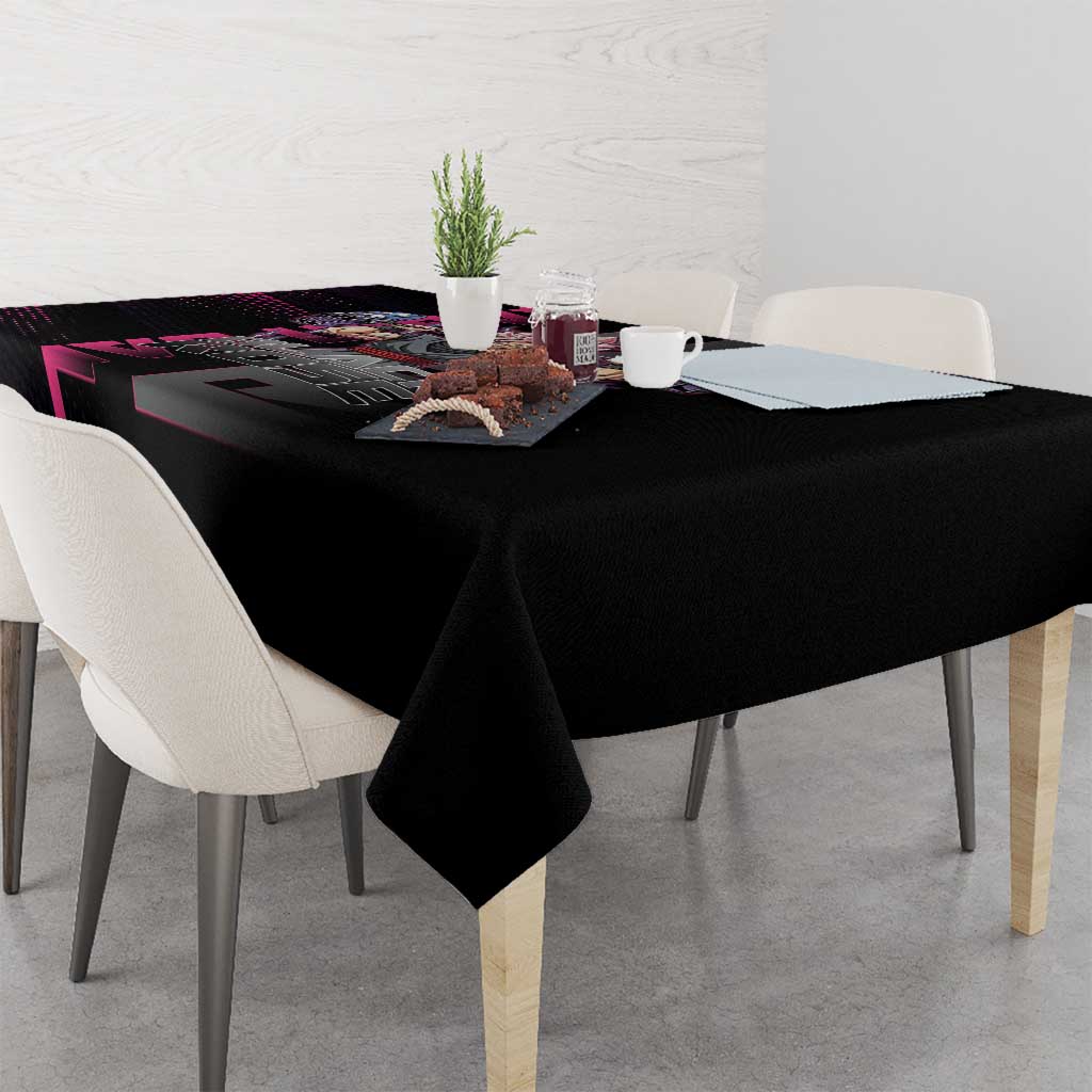 Goku Black Rose Dragon Ball Gym Theme Tablecloth with Dumbbell Power Lift and Pink Electric Aura on Black Design - The Mazicc