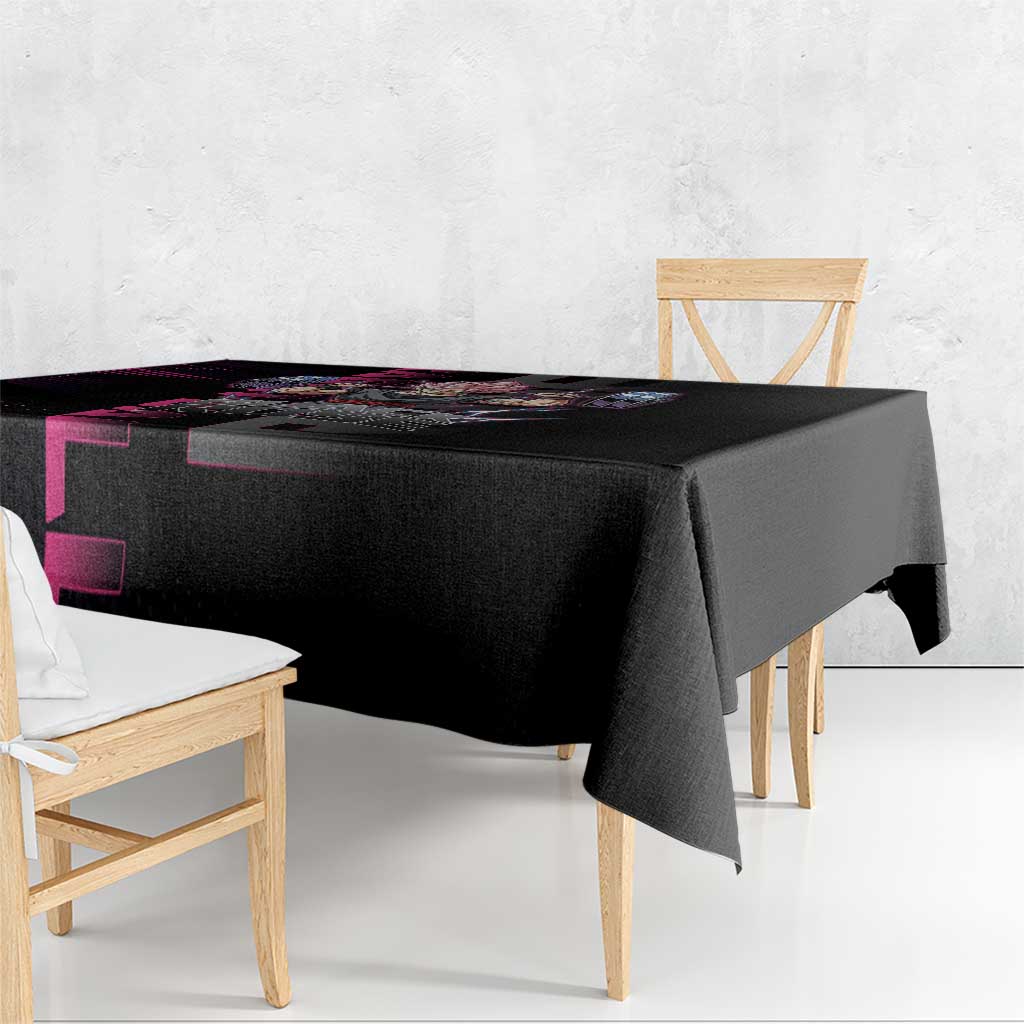 Goku Black Rose Dragon Ball Gym Theme Tablecloth with Dumbbell Power Lift and Pink Electric Aura on Black Design - The Mazicc
