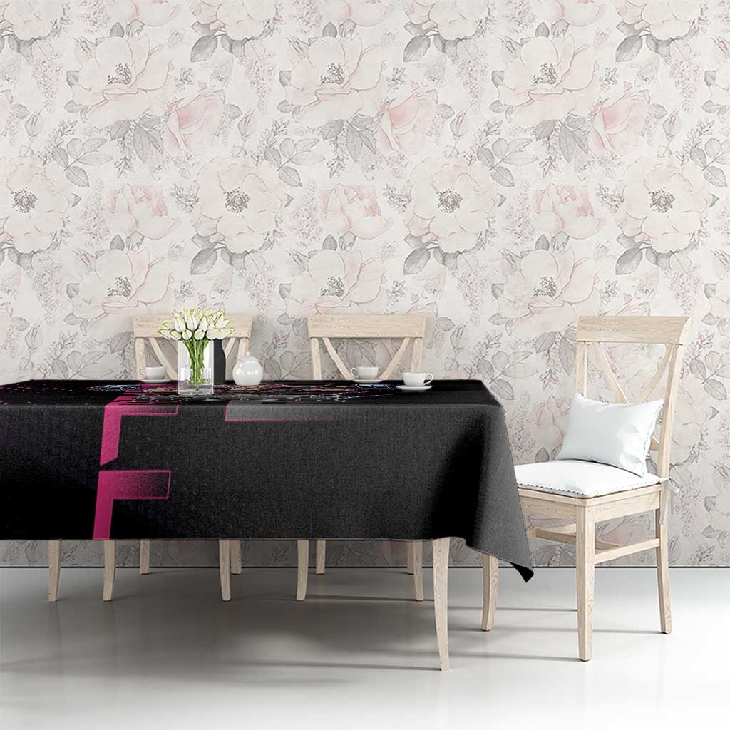 Goku Black Rose Dragon Ball Gym Theme Tablecloth with Dumbbell Power Lift and Pink Electric Aura on Black Design - The Mazicc