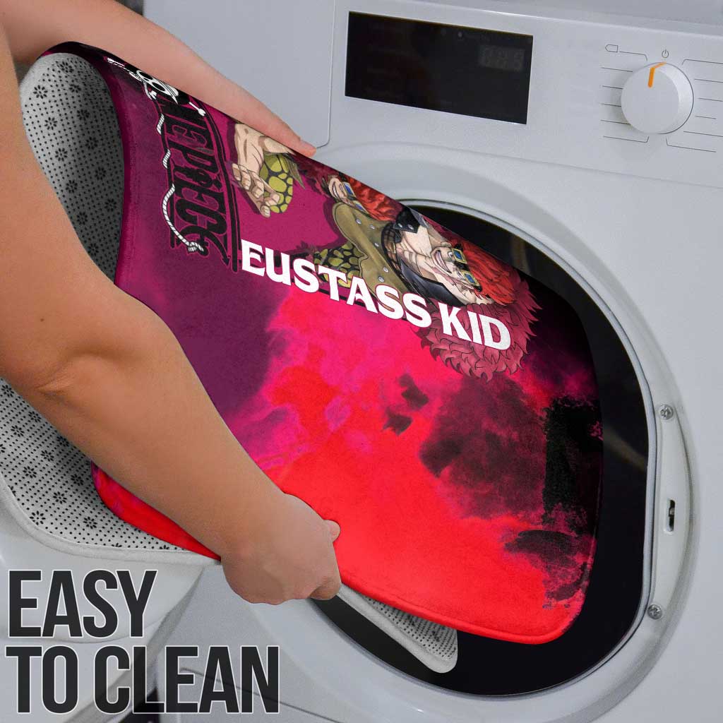 Eustass Kid One Piece Theme Red and Black Grunge Design Bathroom Set with Mechanical Arm and Pirate Emblem - The Mazicc