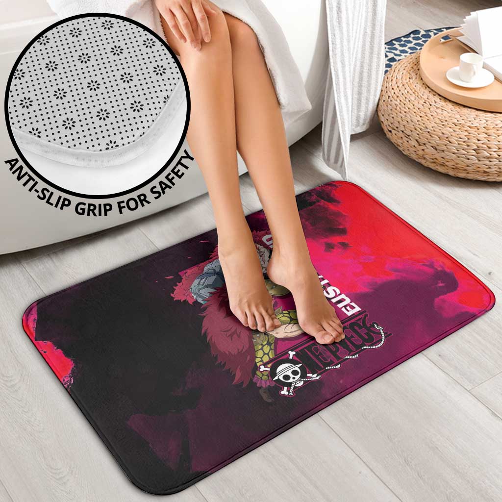 Eustass Kid One Piece Theme Red and Black Grunge Design Bathroom Set with Mechanical Arm and Pirate Emblem - The Mazicc