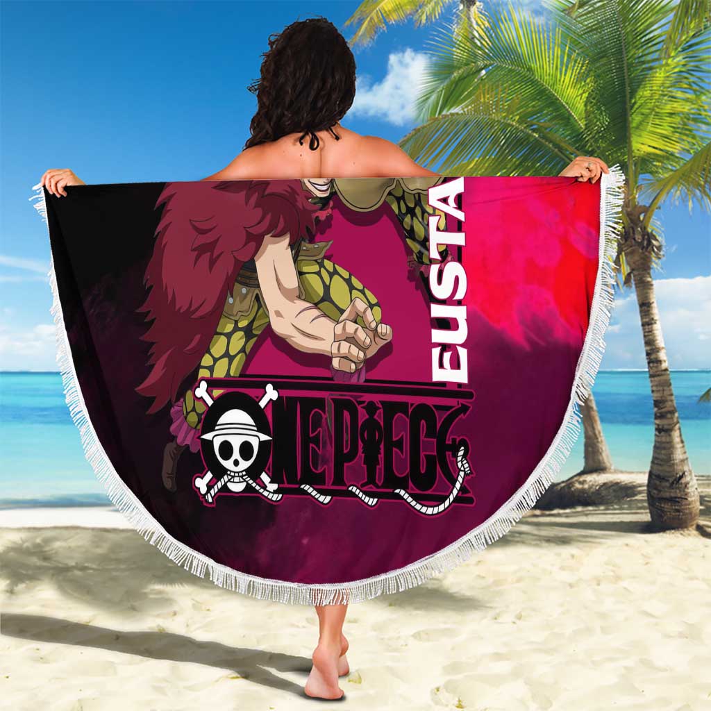 Eustass Kid One Piece Theme Red and Black Grunge Design Beach Blanket with Mechanical Arm and Pirate Emblem - The Mazicc