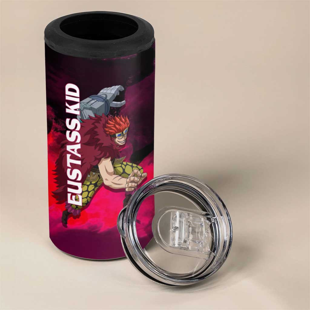 Eustass Kid One Piece Theme Red and Black Grunge Design 4 in 1 Can Cooler Tumbler with Mechanical Arm and Pirate Emblem - The Mazicc