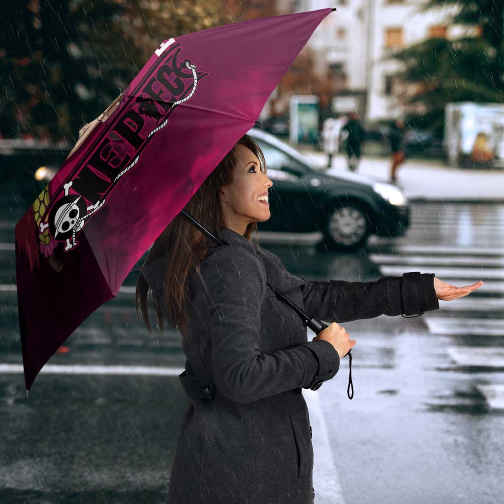 Eustass Kid One Piece Theme Red and Black Grunge Design Umbrella with Mechanical Arm and Pirate Emblem - The Mazicc