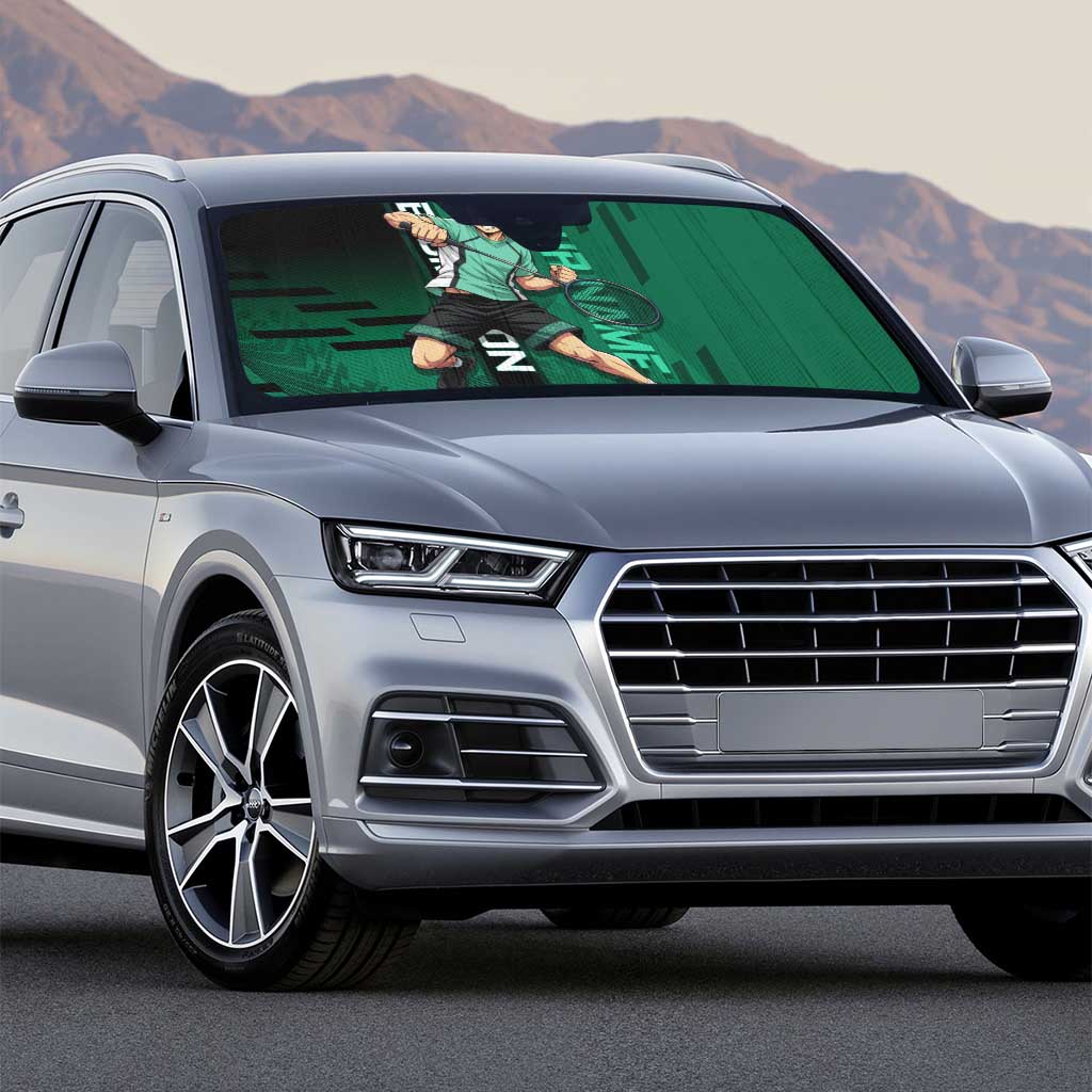 Personalized Tanjiro Badminton Green Action Pose Auto Sun Shade Dynamic Sports Design - The Mazicc