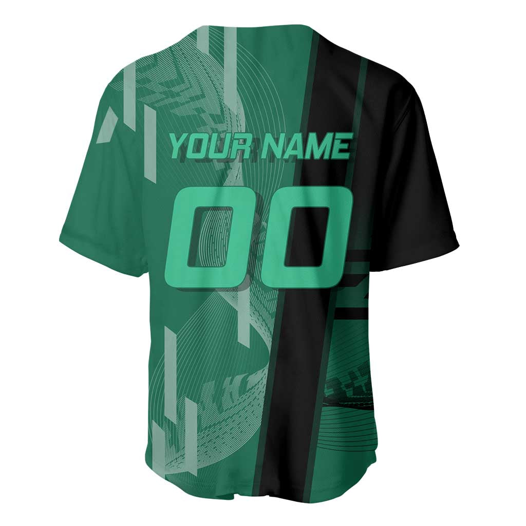 Personalized Tanjiro Badminton Green Action Pose Baseball Jersey Dynamic Sports Design - The Mazicc