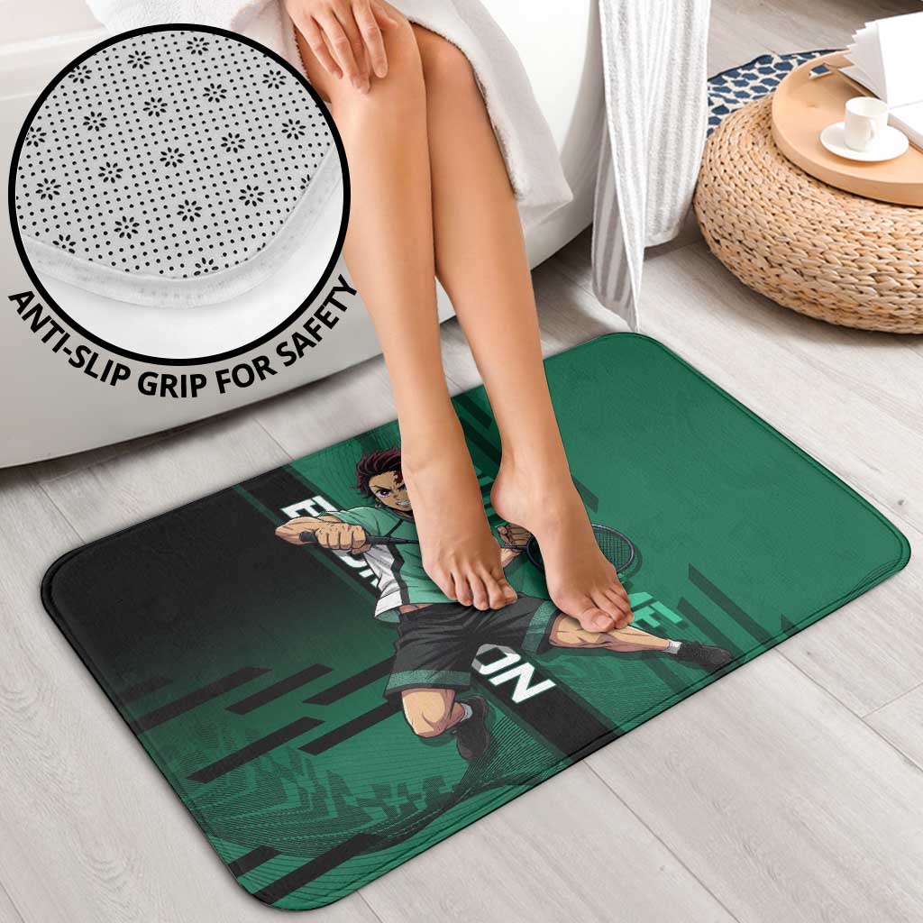 Personalized Tanjiro Badminton Green Action Pose Bathroom Set Dynamic Sports Design - The Mazicc