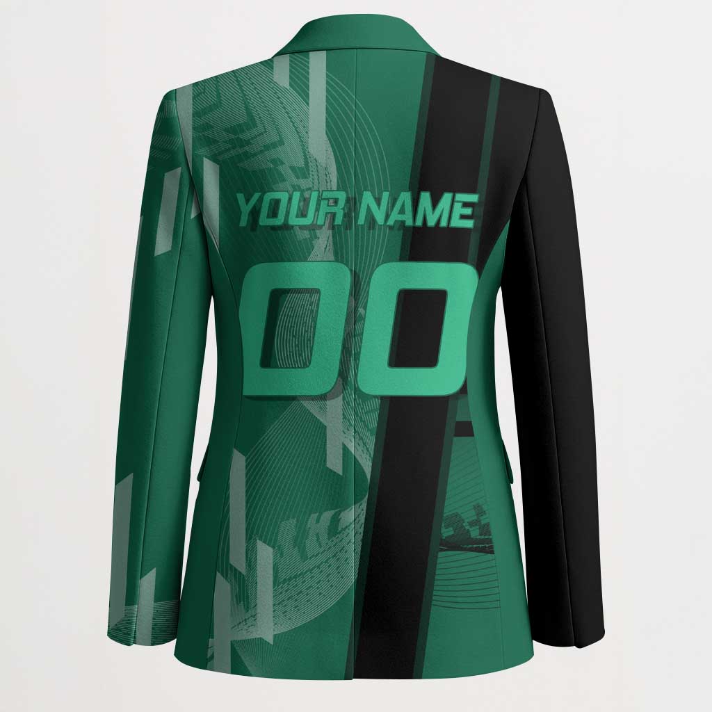 Personalized Tanjiro Badminton Green Action Pose Blazer Dynamic Sports Design - The Mazicc