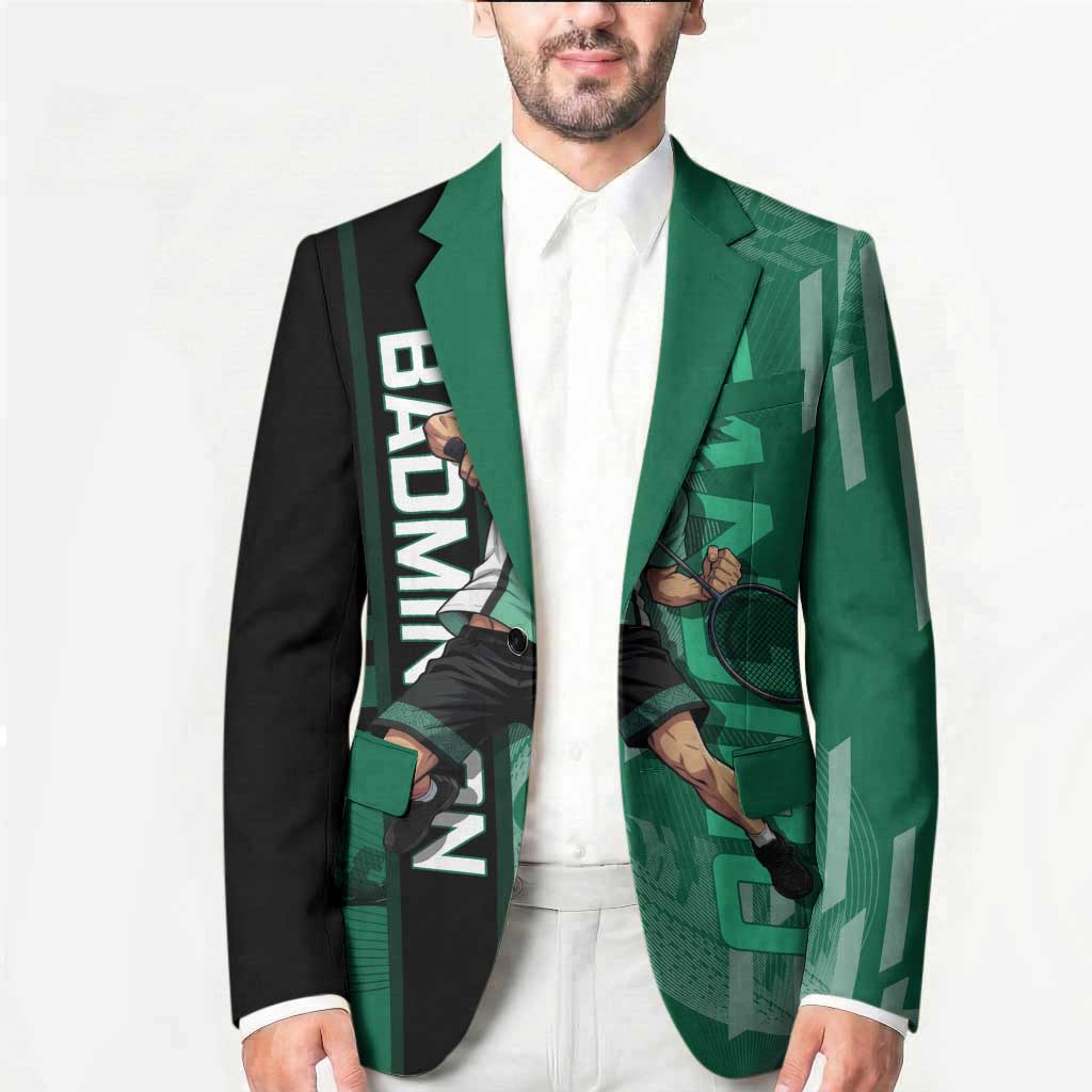 Personalized Tanjiro Badminton Green Action Pose Blazer Dynamic Sports Design - The Mazicc
