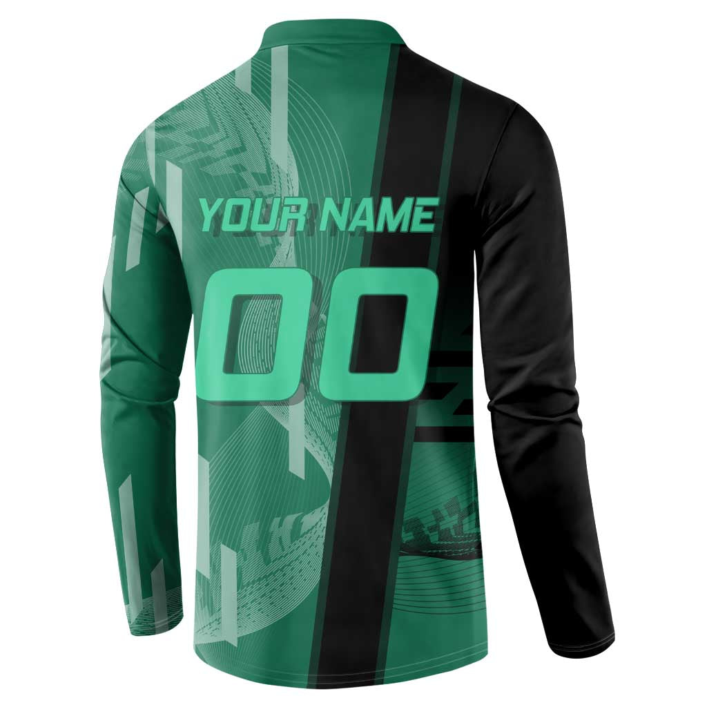 Personalized Tanjiro Badminton Green Action Pose Button Sweatshirt Dynamic Sports Design - The Mazicc