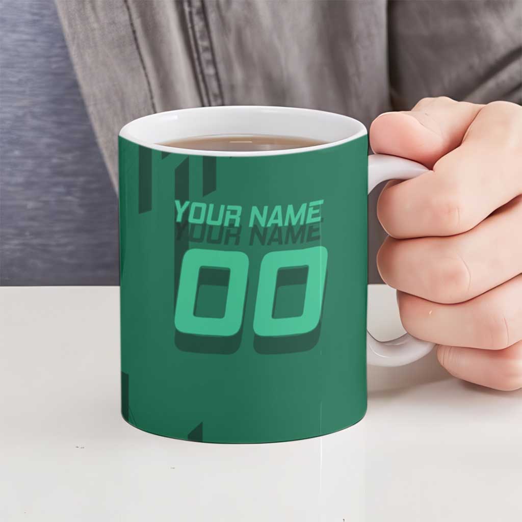 Personalized Tanjiro Badminton Green Action Pose Ceramic Mug Dynamic Sports Design - The Mazicc