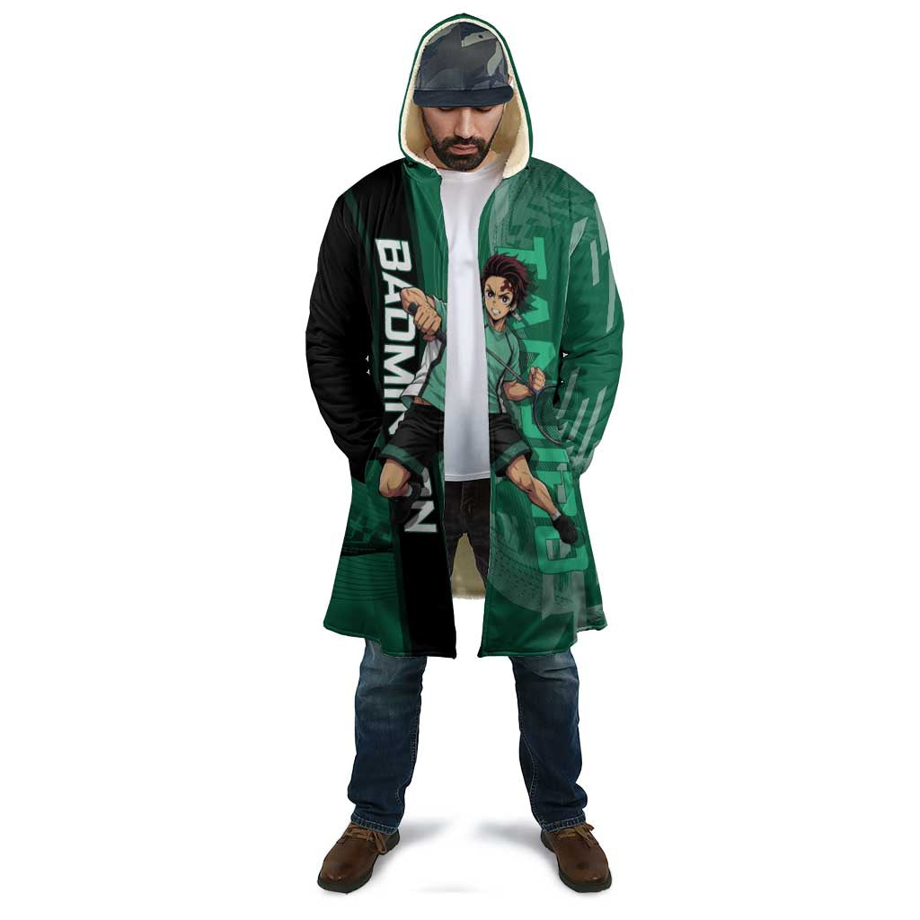 Personalized Tanjiro Badminton Green Action Pose Cloak Dynamic Sports Design - The Mazicc