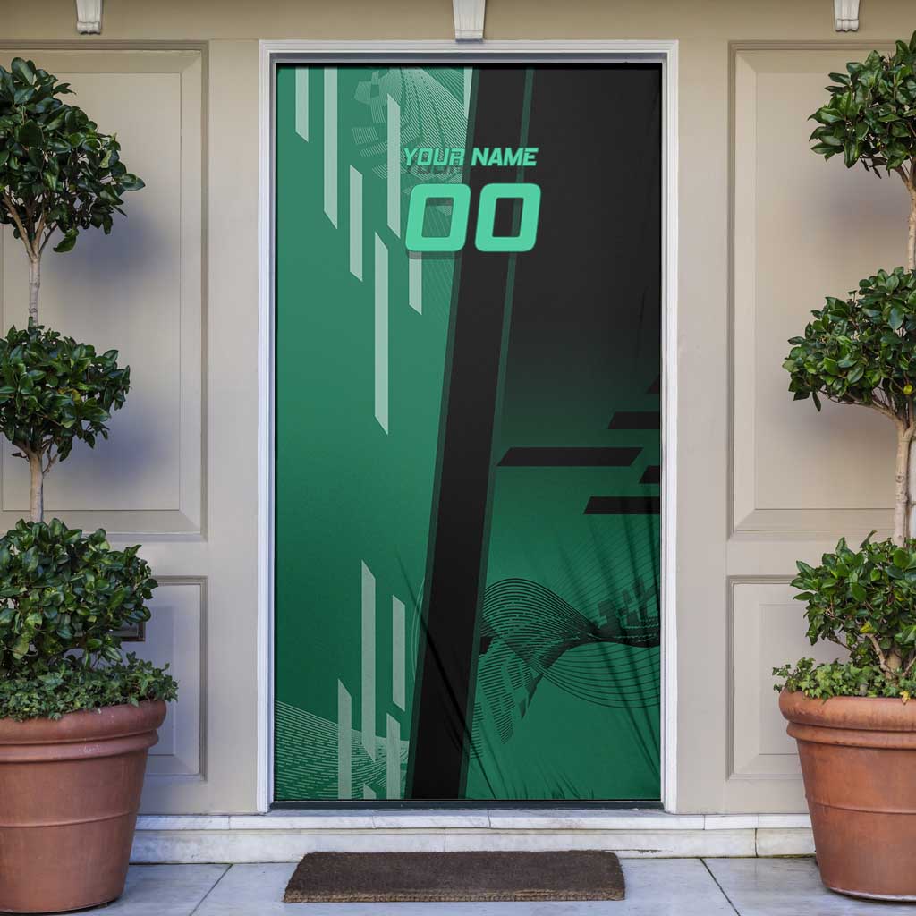 Personalized Tanjiro Badminton Green Action Pose Door Cover Dynamic Sports Design - The Mazicc