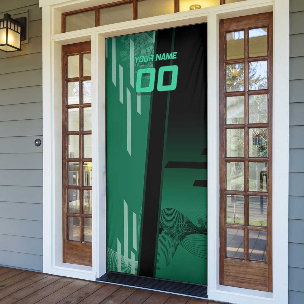 Personalized Tanjiro Badminton Green Action Pose Door Cover Dynamic Sports Design - The Mazicc