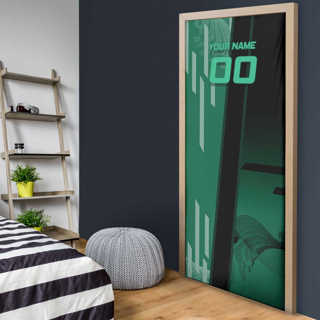 Personalized Tanjiro Badminton Green Action Pose Door Cover Dynamic Sports Design - The Mazicc