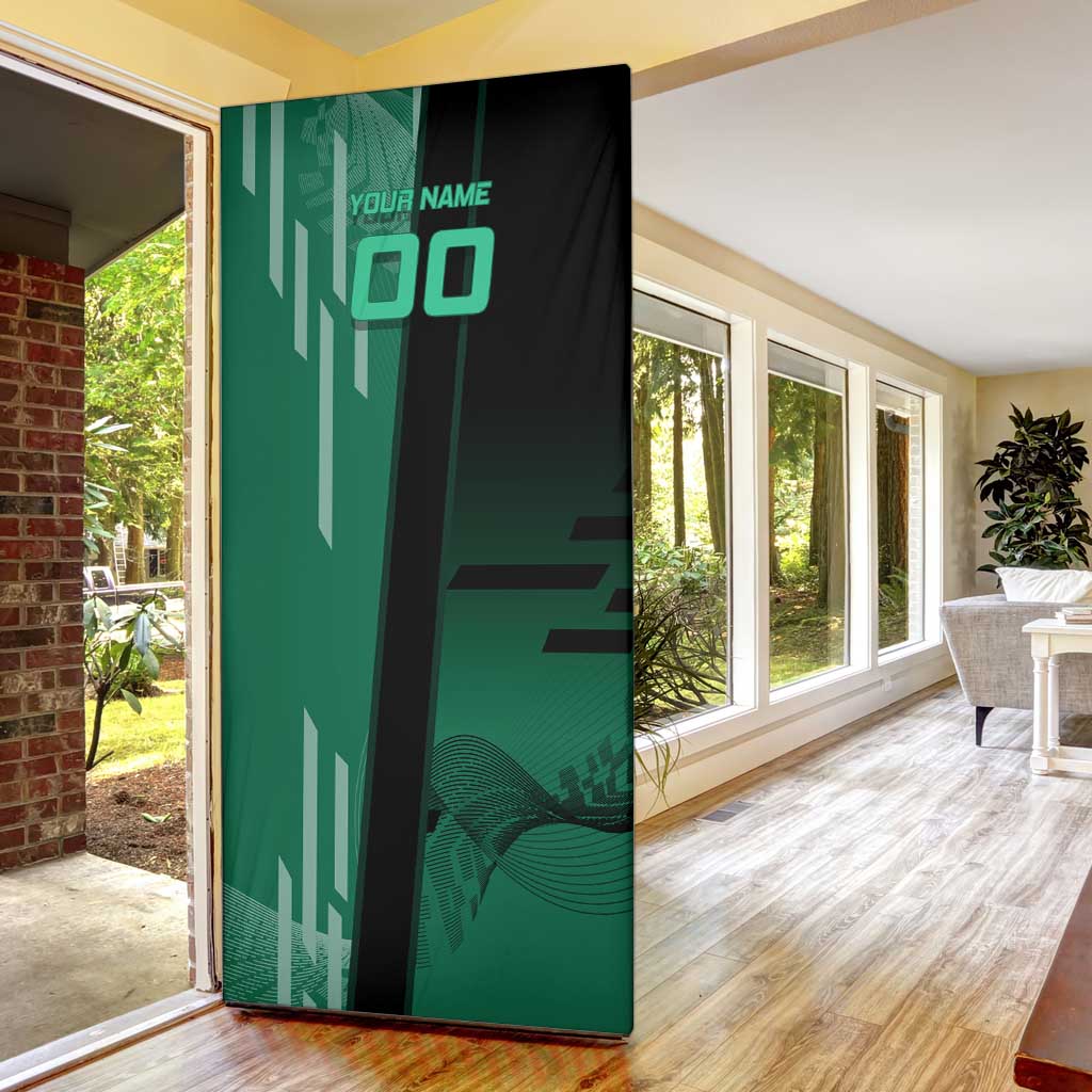 Personalized Tanjiro Badminton Green Action Pose Door Cover Dynamic Sports Design - The Mazicc