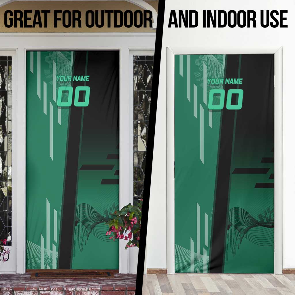 Personalized Tanjiro Badminton Green Action Pose Door Cover Dynamic Sports Design - The Mazicc