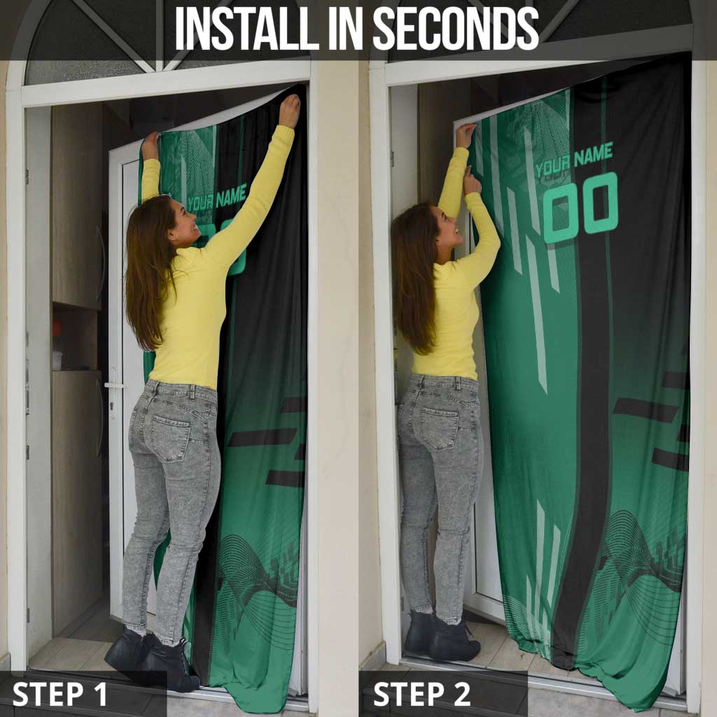 Personalized Tanjiro Badminton Green Action Pose Door Cover Dynamic Sports Design - The Mazicc