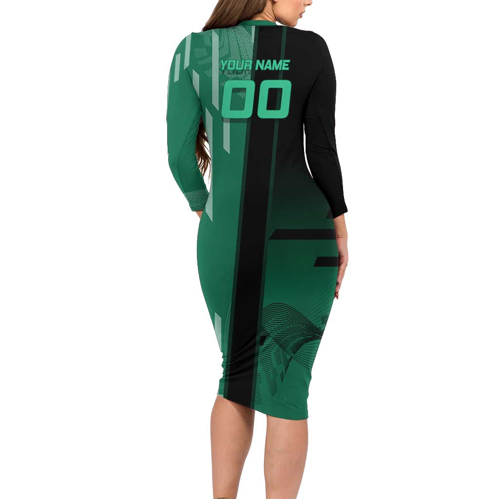 Personalized Tanjiro Badminton Green Action Pose Family Matching Long Sleeve Bodycon Dress and Hawaiian Shirt Dynamic Sports Design