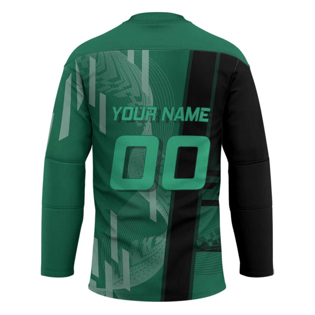 Personalized Tanjiro Badminton Green Action Pose Hockey Jersey Dynamic Sports Design - The Mazicc