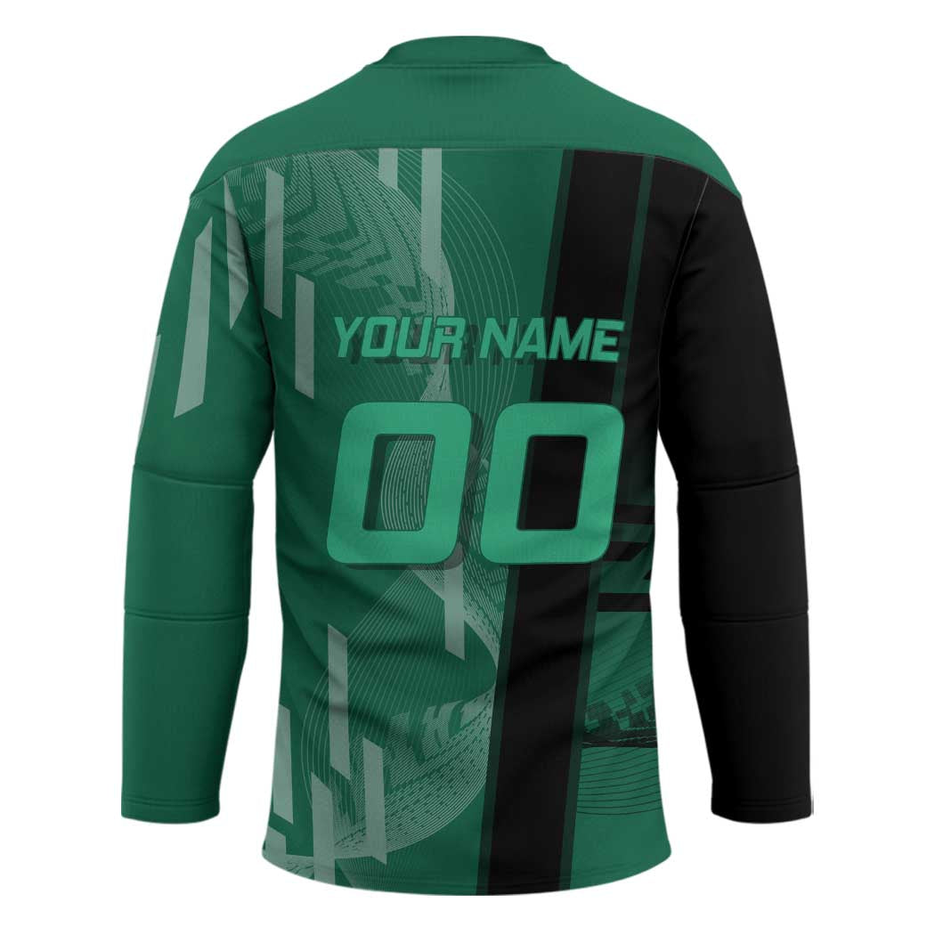 Personalized Tanjiro Badminton Green Action Pose Hockey Jersey Dynamic Sports Design - The Mazicc