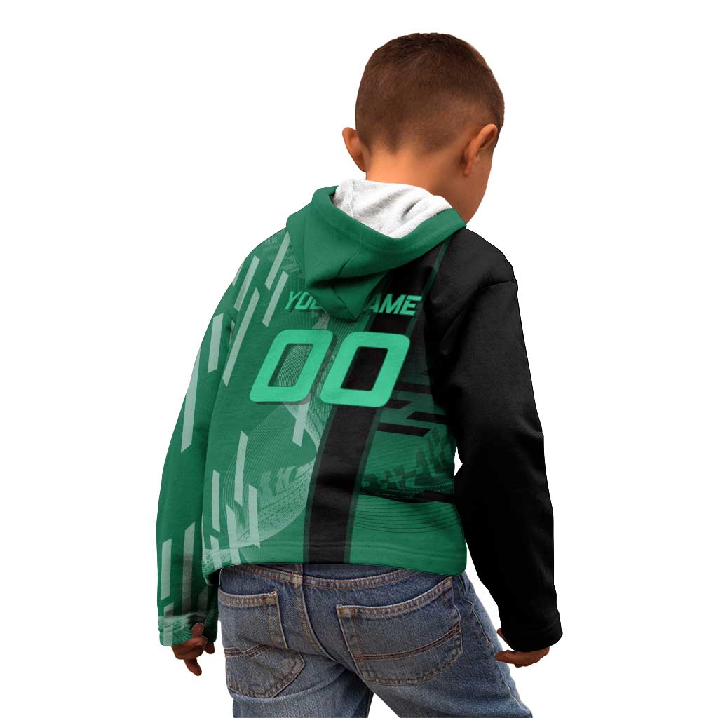 Personalized Tanjiro Badminton Green Action Pose Kid Hoodie Dynamic Sports Design - The Mazicc