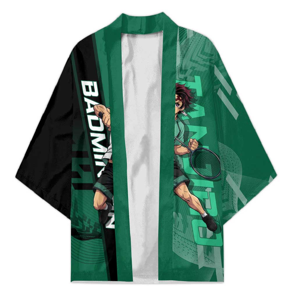 Personalized Tanjiro Badminton Green Action Pose Kimono Dynamic Sports Design - The Mazicc