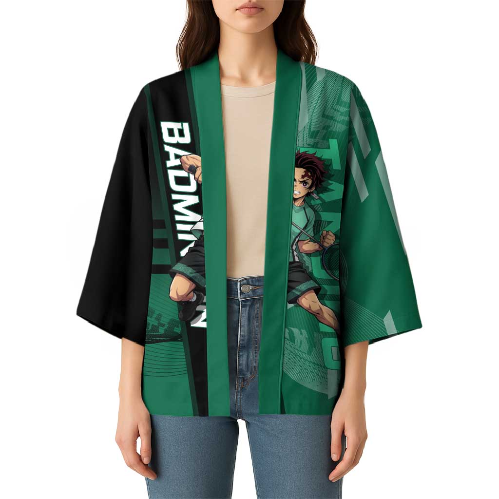 Personalized Tanjiro Badminton Green Action Pose Kimono Dynamic Sports Design - The Mazicc