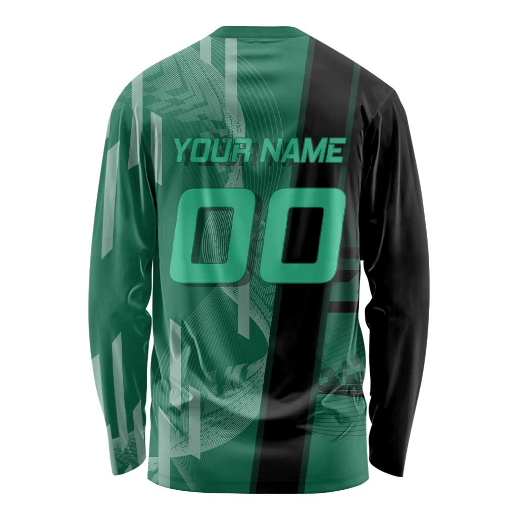 Personalized Tanjiro Badminton Green Action Pose Long Sleeve Shirt Dynamic Sports Design - The Mazicc