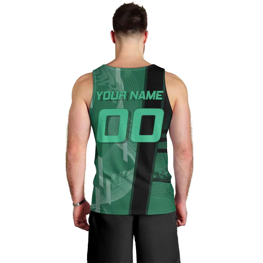 Personalized Tanjiro Badminton Green Action Pose Men Tank Top Dynamic Sports Design - The Mazicc