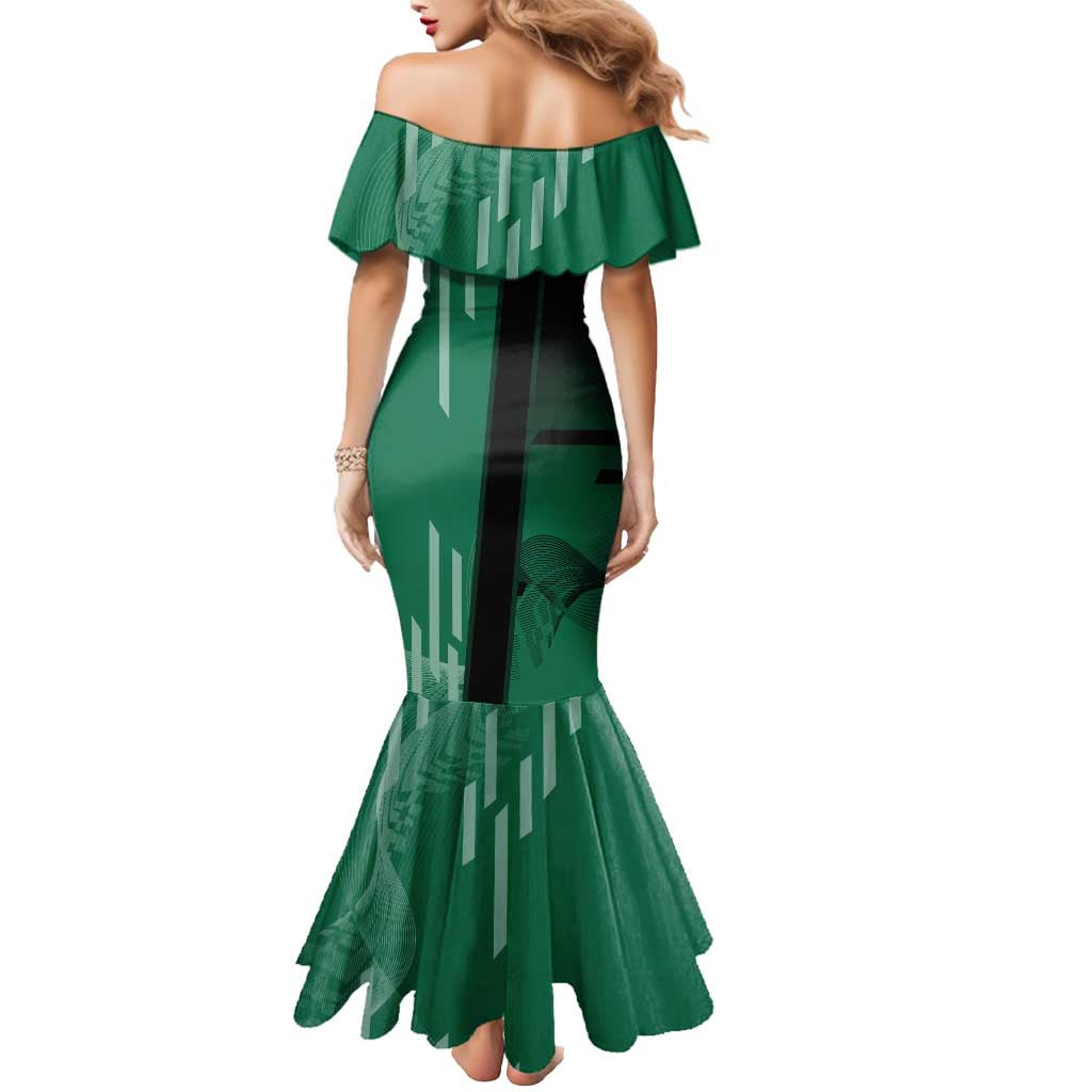 Personalized Tanjiro Badminton Green Action Pose Mermaid Dress Dynamic Sports Design - The Mazicc