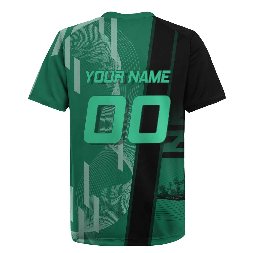 Personalized Tanjiro Badminton Green Action Pose Rugby Jersey Dynamic Sports Design - The Mazicc