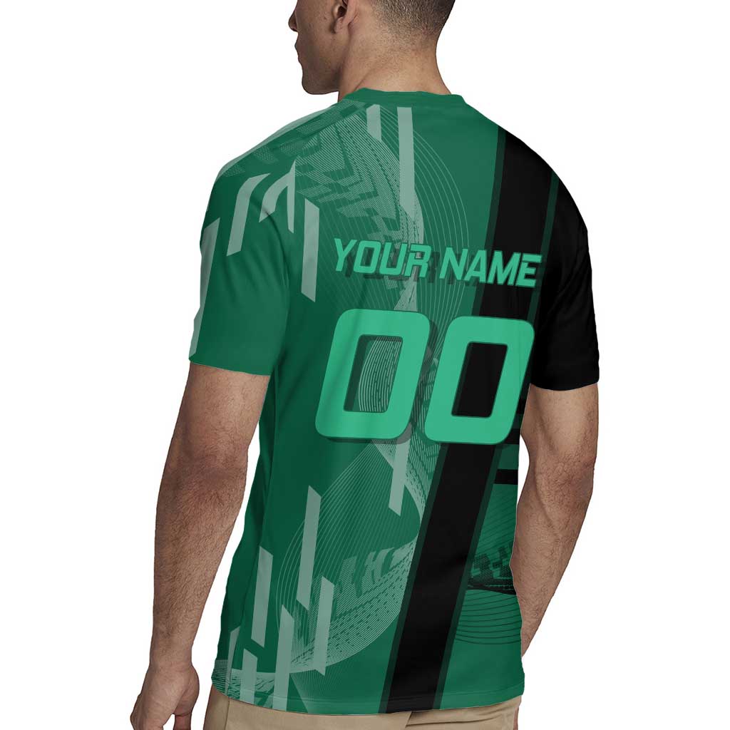 Personalized Tanjiro Badminton Green Action Pose Rugby Jersey Dynamic Sports Design - The Mazicc