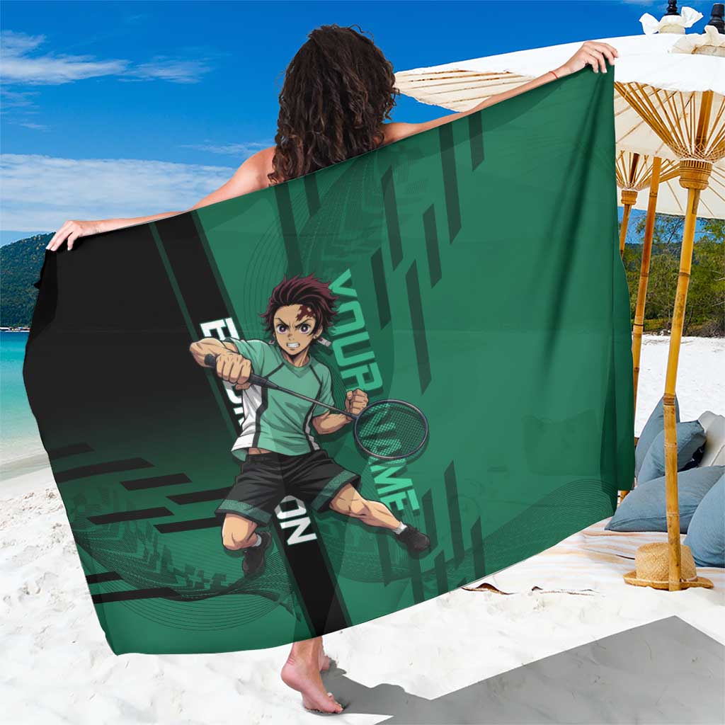 Personalized Tanjiro Badminton Green Action Pose Sarong Dynamic Sports Design - The Mazicc