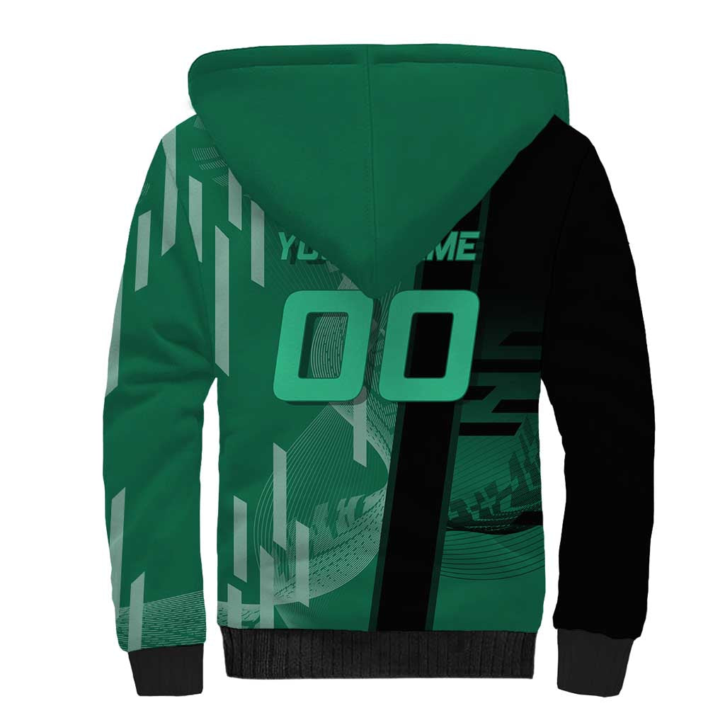 Personalized Tanjiro Badminton Green Action Pose Sherpa Hoodie Dynamic Sports Design - The Mazicc