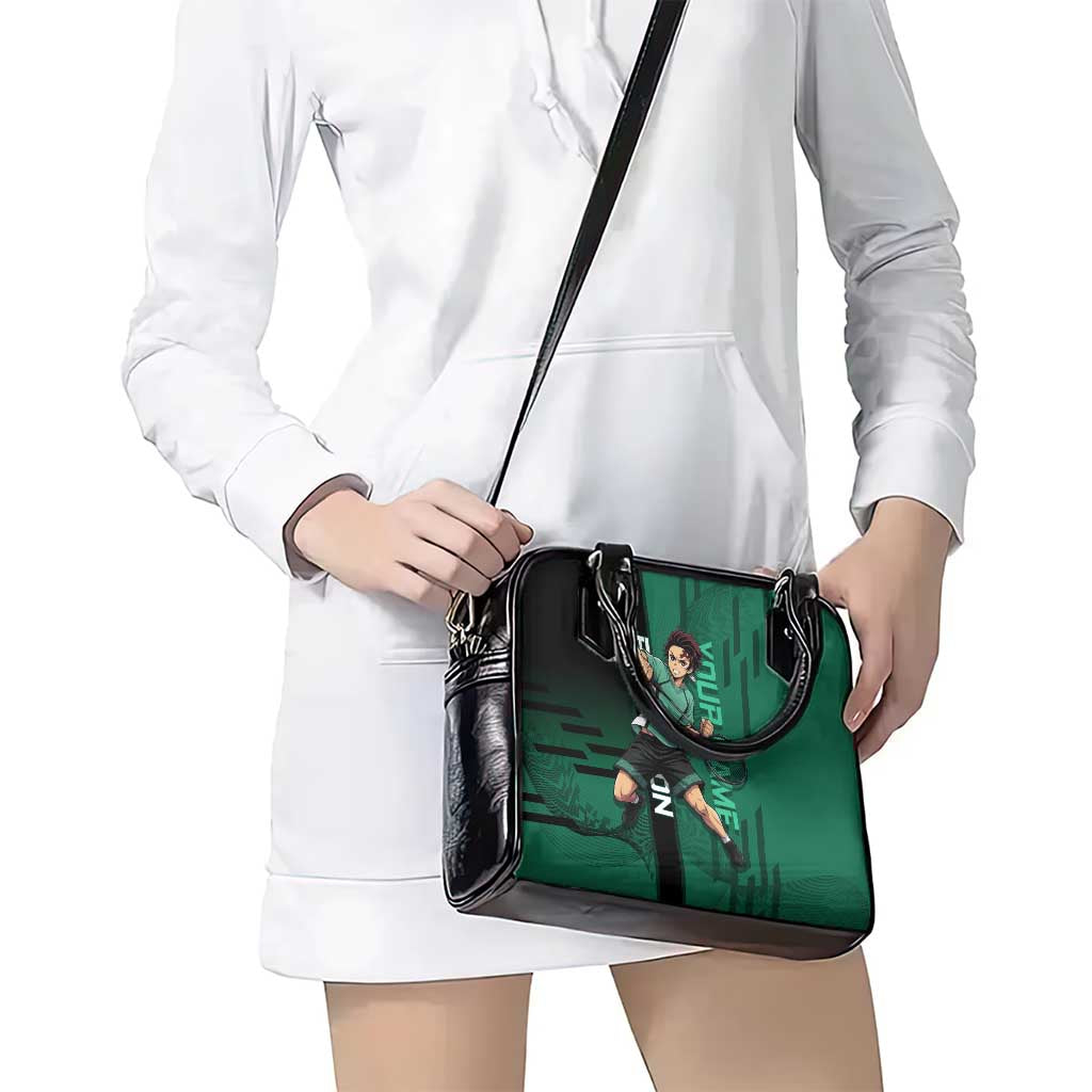 Personalized Tanjiro Badminton Green Action Pose Shoulder Handbag Dynamic Sports Design - The Mazicc
