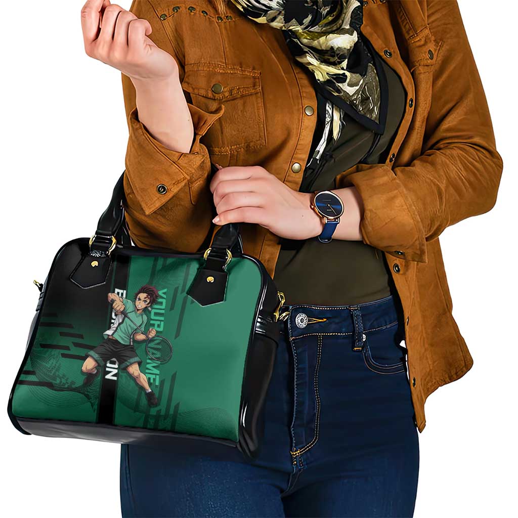 Personalized Tanjiro Badminton Green Action Pose Shoulder Handbag Dynamic Sports Design - The Mazicc