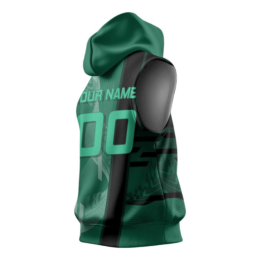 Personalized Tanjiro Badminton Green Action Pose Sleeveless Hoodie Dynamic Sports Design - The Mazicc