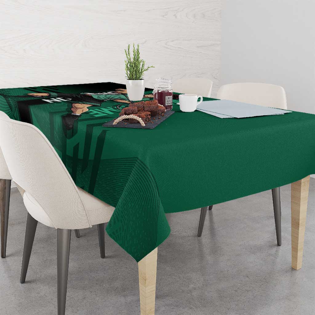 Personalized Tanjiro Badminton Green Action Pose Tablecloth Dynamic Sports Design - The Mazicc